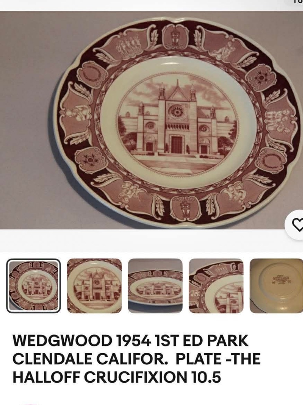Vintage 1954 Wedgwood Brown and Cream Transferware Decorative Plate